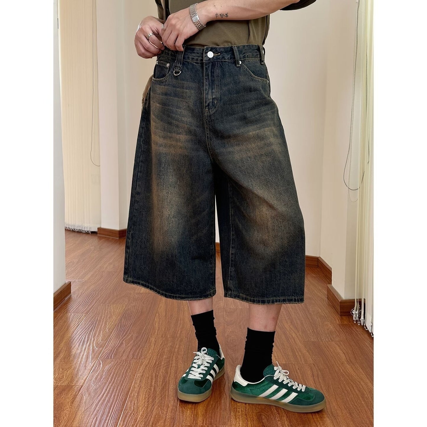 Summer New Jeans Shorts Men's Loose Straight Loose