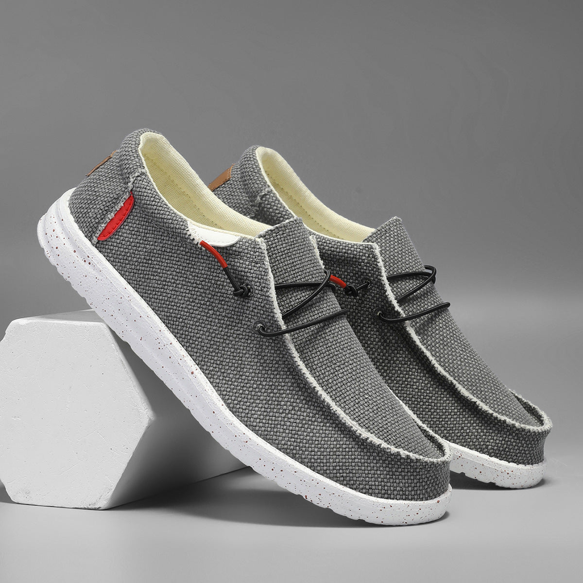 Autumn Men's Laceless Canvas Shoes Plus Size Breathable