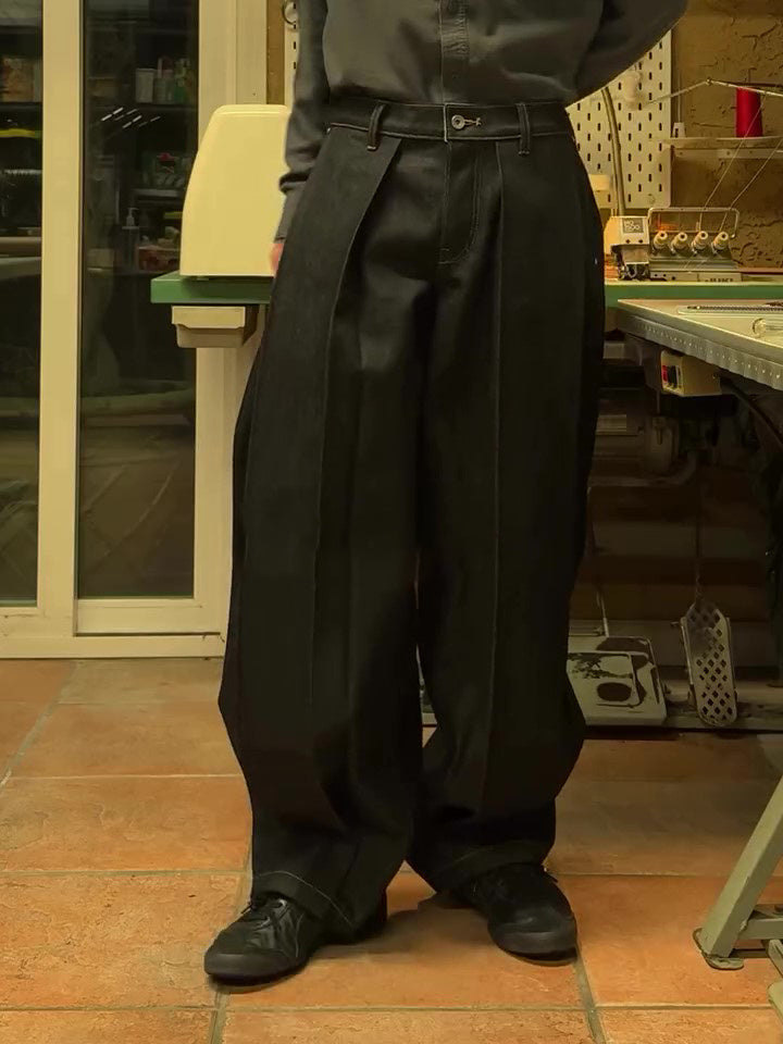 Classic Pocket Denim Wide-Leg Pants