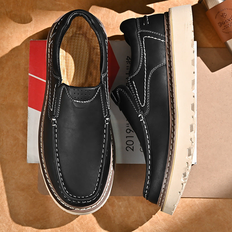 Low-top Thick-soled Men's Big Toe All-match Casual Leather Shoes