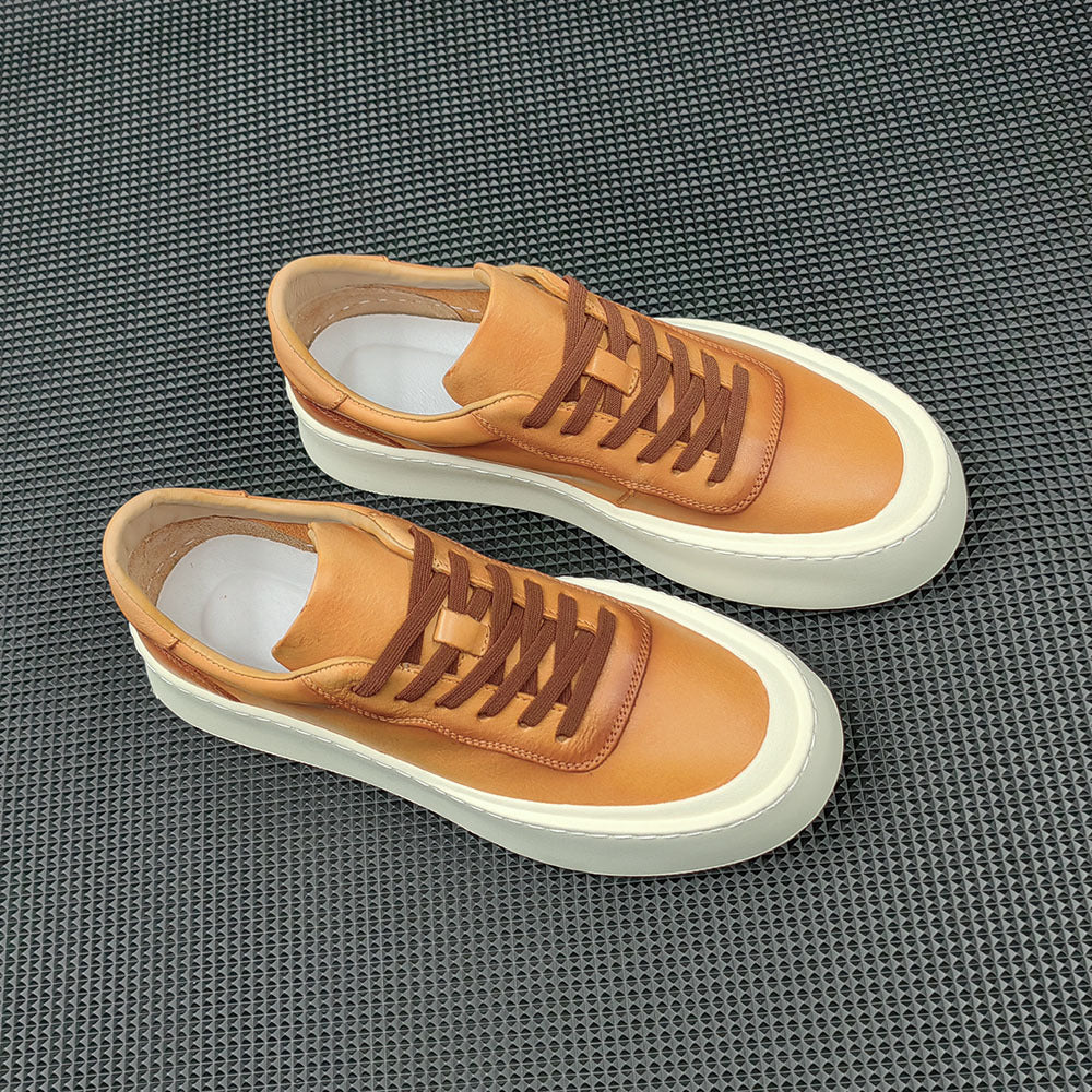 Boys First Layer Cowhide Board Shoes Thick Bottom