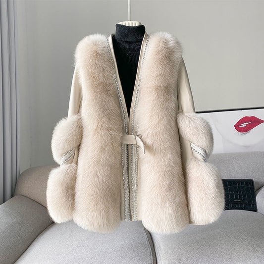 Loose Fashionable Warm Mid-length Fur Coat