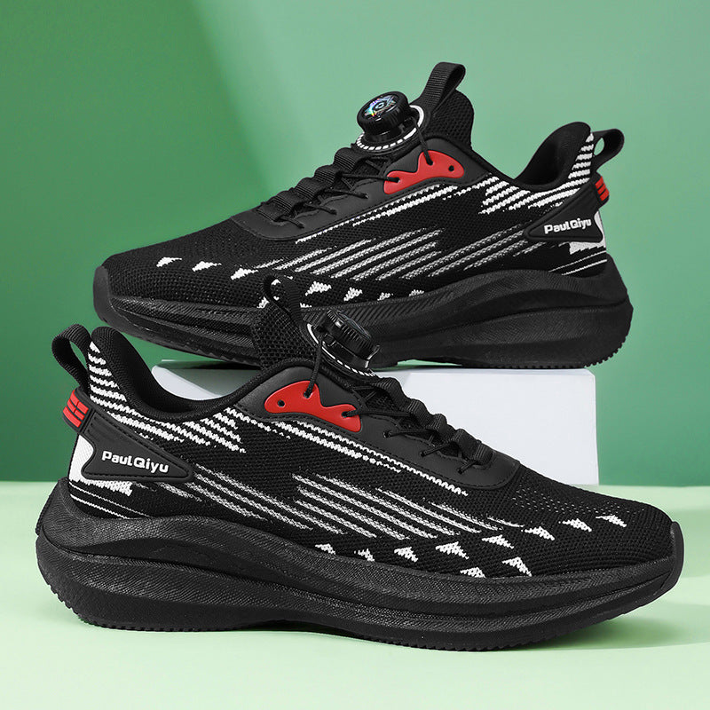 Rotating Buckle Fly-kit Mesh Casual Sports Running Men's Shoes