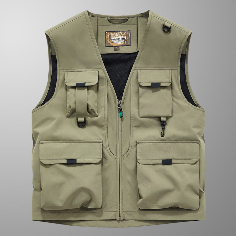 Frock Vest Men's Coat Fishing Multi-pocket Vest