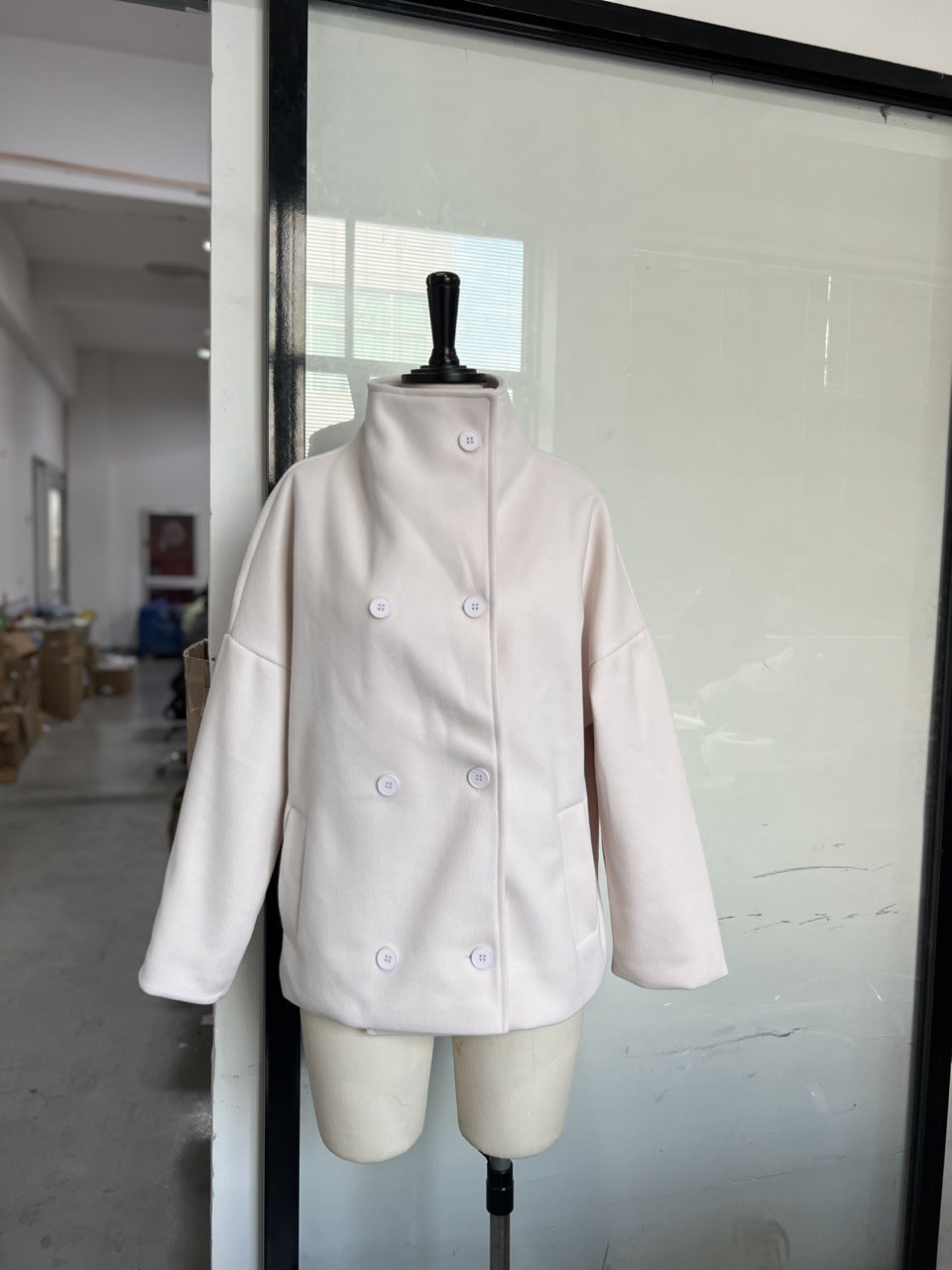 Commuter's All-matching Stand Collar Breasted Woolen Coat