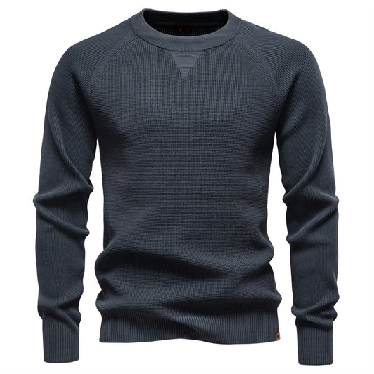 Round Neck Fashion Solid Color Sweater Men's High Quality Business Casual Knitted Men's Sweater