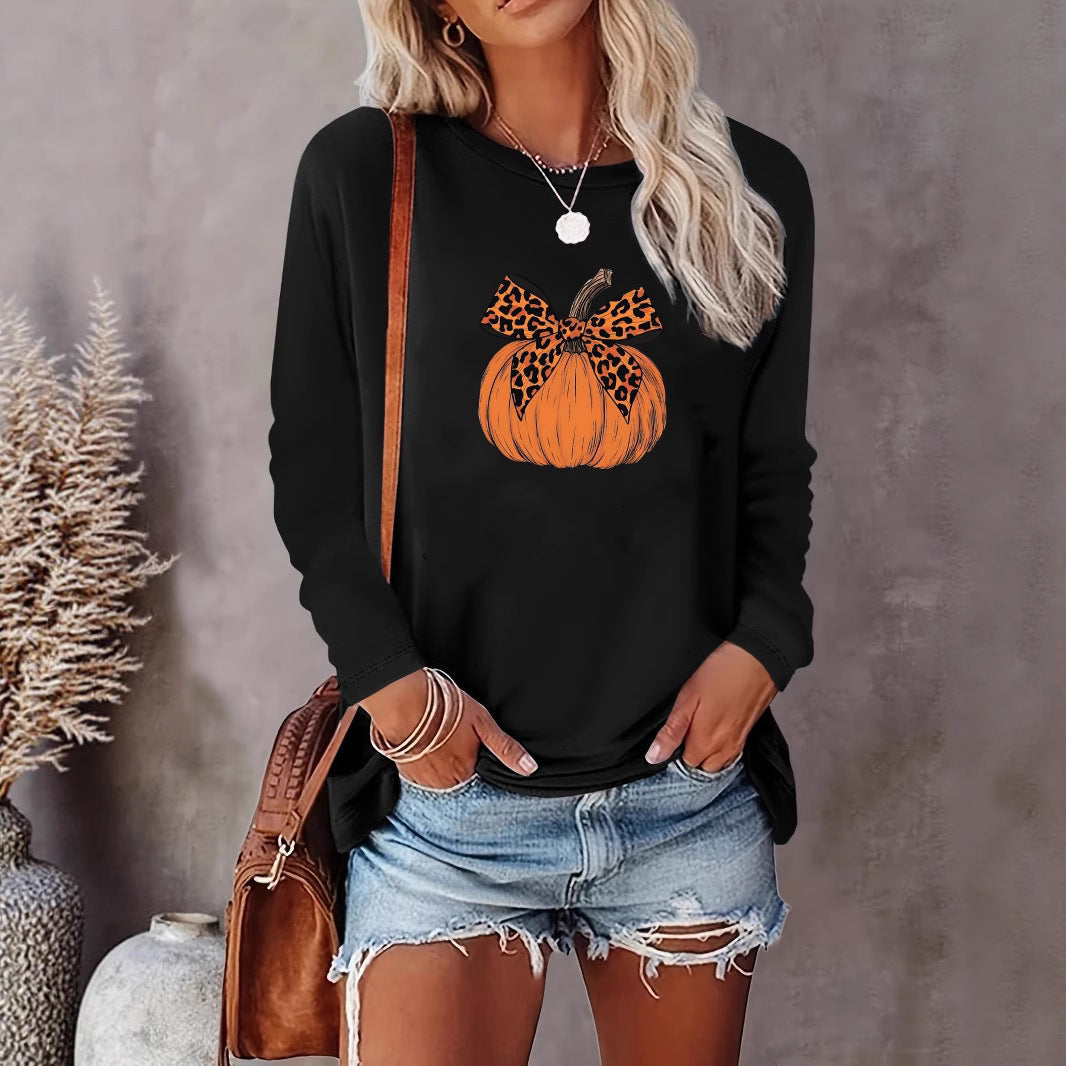 Women's Long-sleeved T-shirt Printed Christmas Halloween