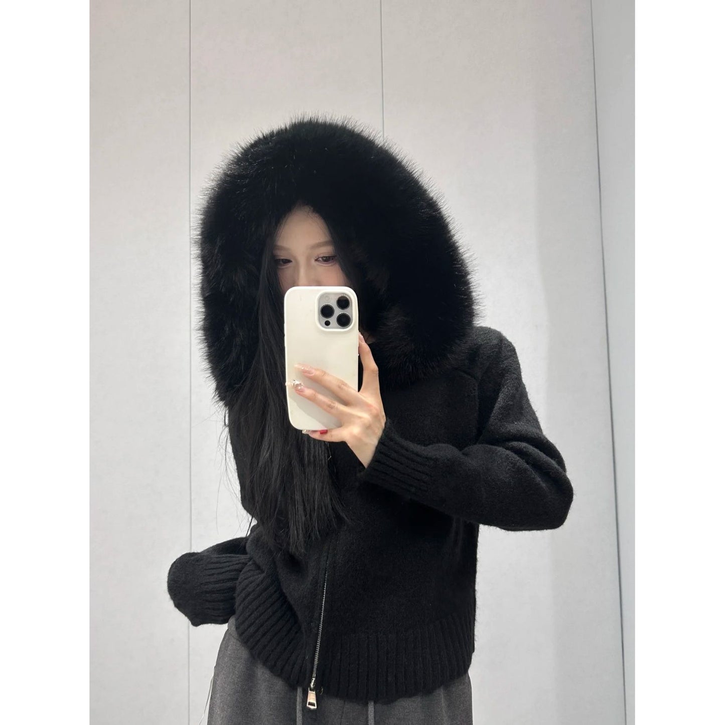 Fur Collar Flab Hiding Padded Top Outer Wear Autumn And Winter
