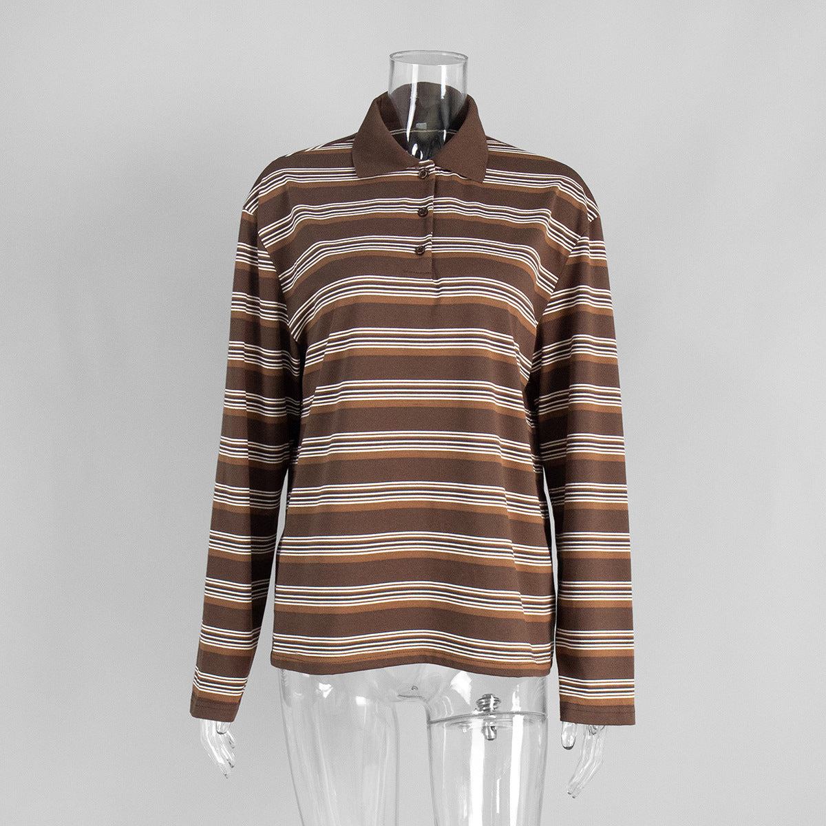 Loose Trendy Retro Long-sleeved Striped T-shirt