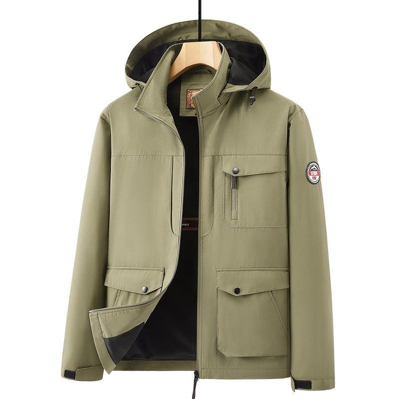 Men's Outdoor New Shell Jacket Plus Size Off Hat Multi-pocket Jacket
