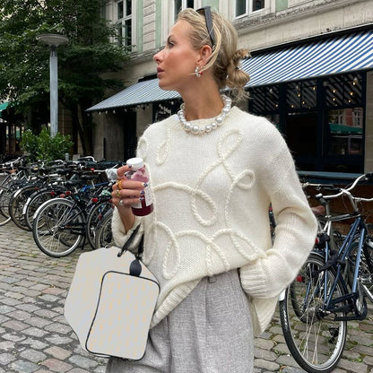 Solid Color Round-neck Long-sleeved Pullover Women