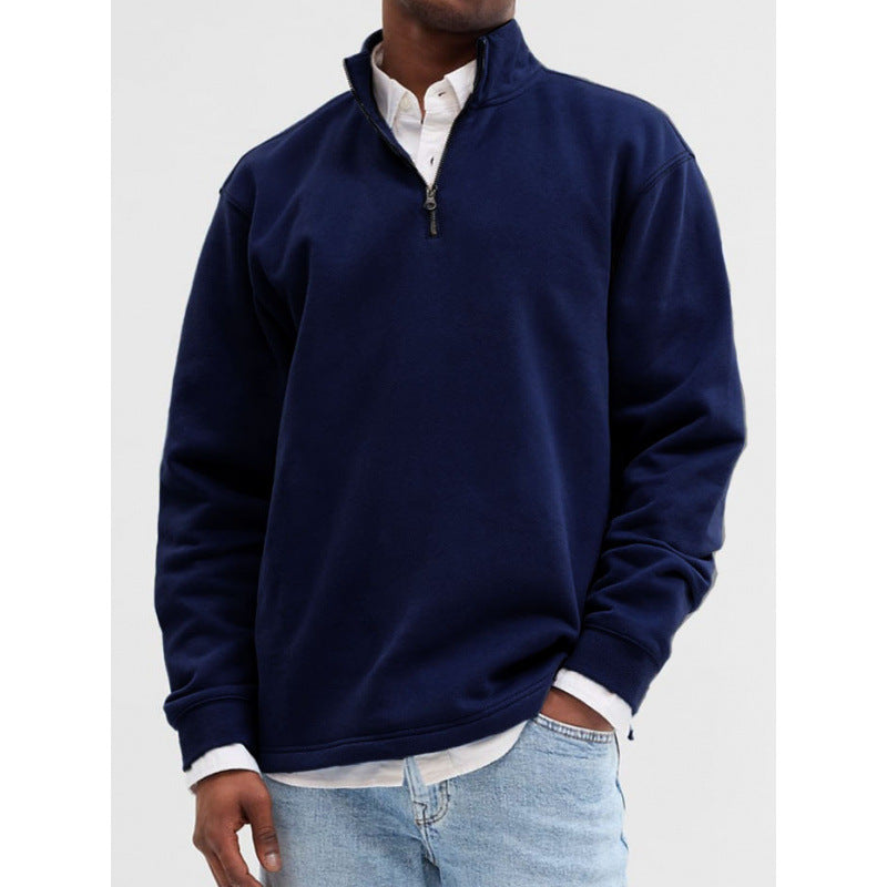 Outdoor Foreign Trade Men's Zipped Stand Collar Sweater Fashion Brand