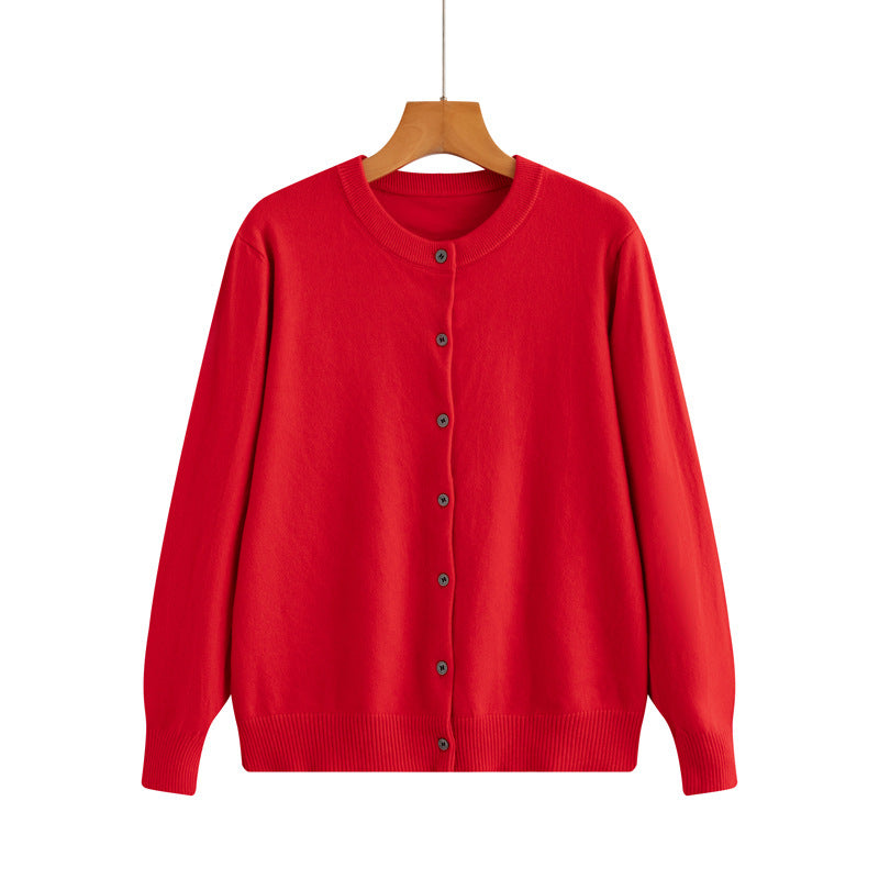 New Thin Round Neck Sweater Coat Short Outer Tops