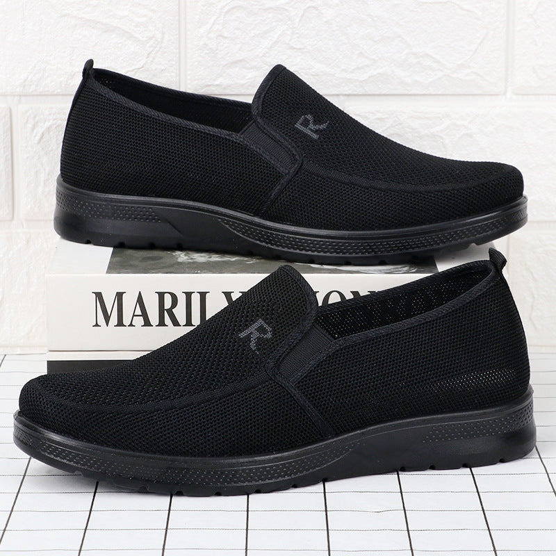 Polyurethane Men's Flying Woven Shoes Slip-on Soft Bottom