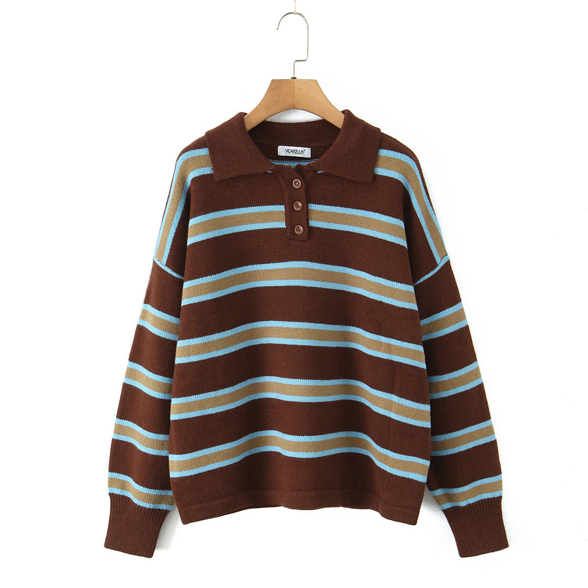 Casual Contrast Color Striped Women's Knitwear
