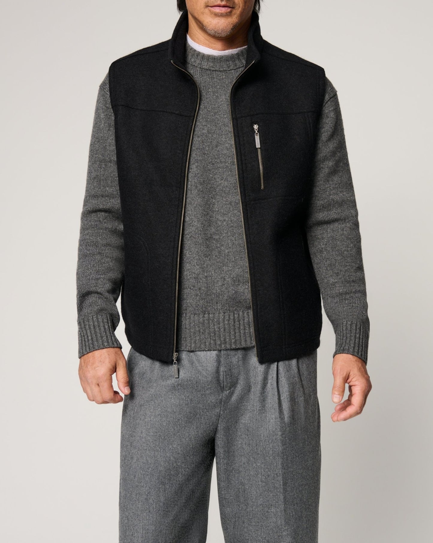 Men's Fine Autumn And Winter Blended Thermal Zipper Vest