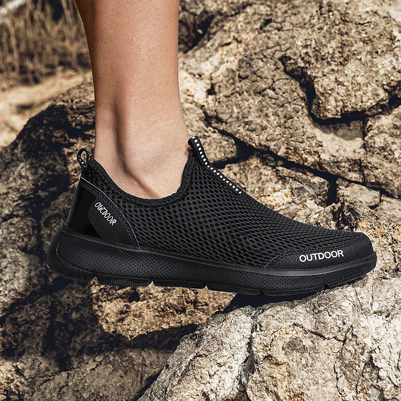Men's Summer Breathable Mesh Surface Shoes Round Toe Slip-on