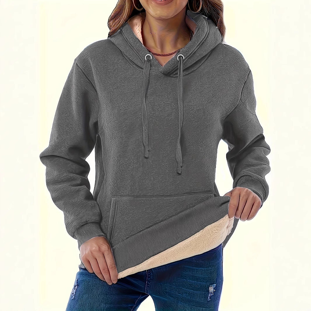 Fashionable All-match Women's Warm Pocket Hooded Sweater