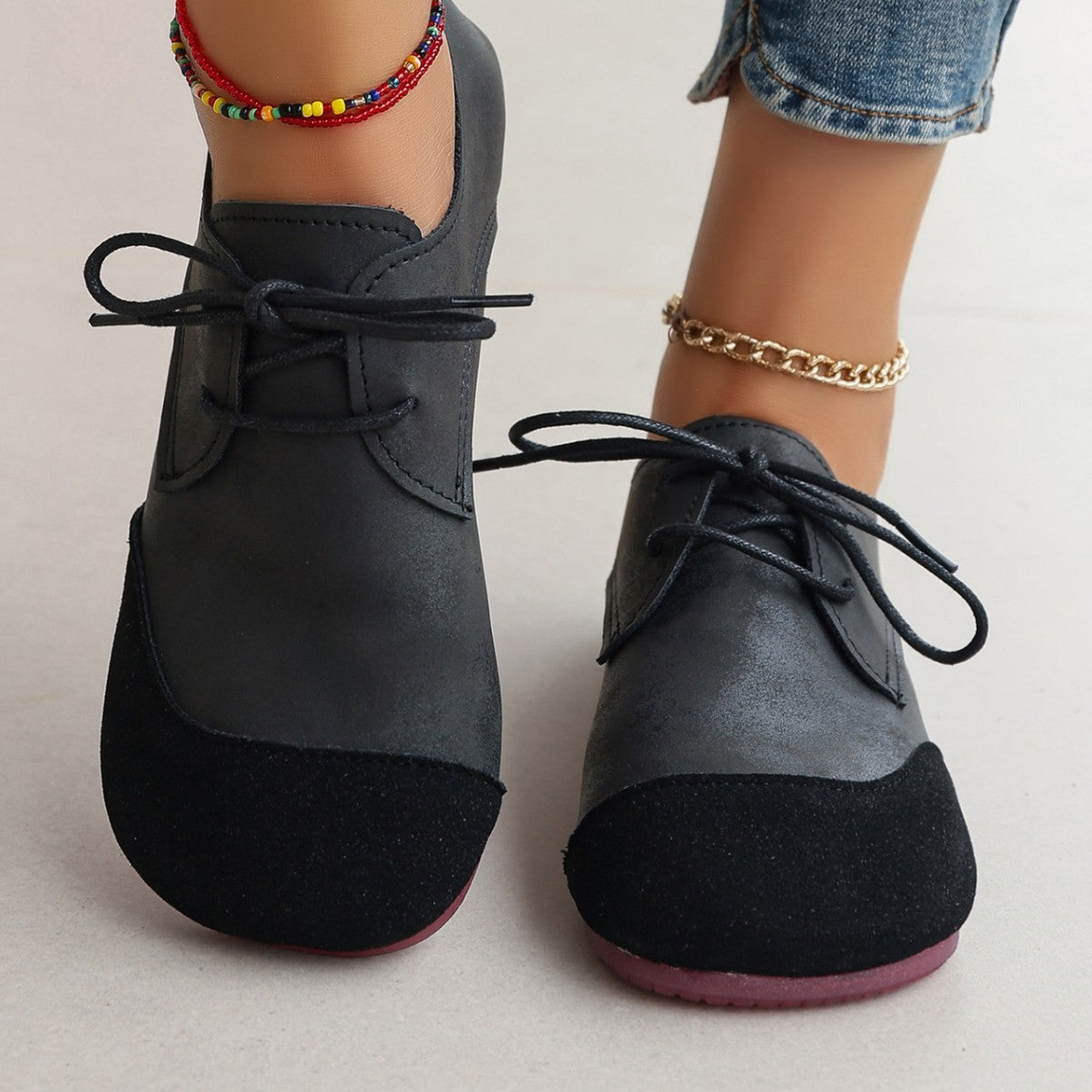 Flat Retro Soft Leather Western Style Slip-on Loafers Small Leather Shoes