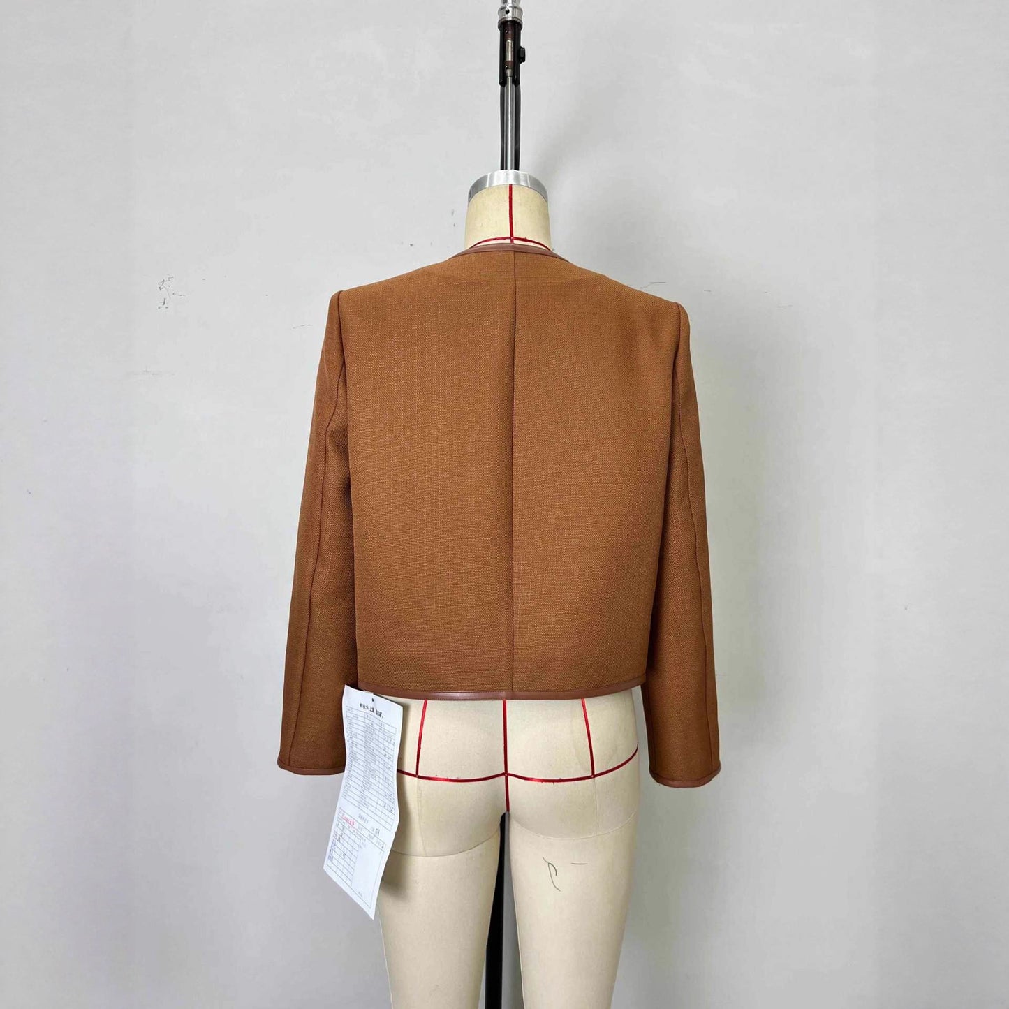 Fashion Round Neck Metal Button Design Short Coat