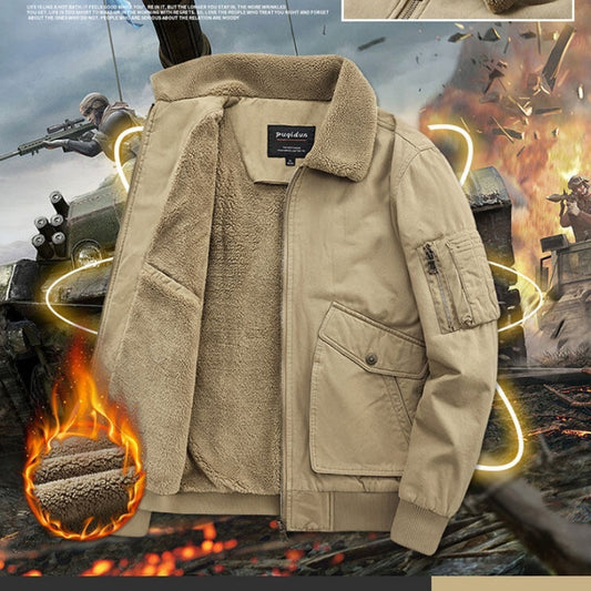 Men's Winter Lambskin Cotton-padded Jacket Casual Fleece And Thick Coat