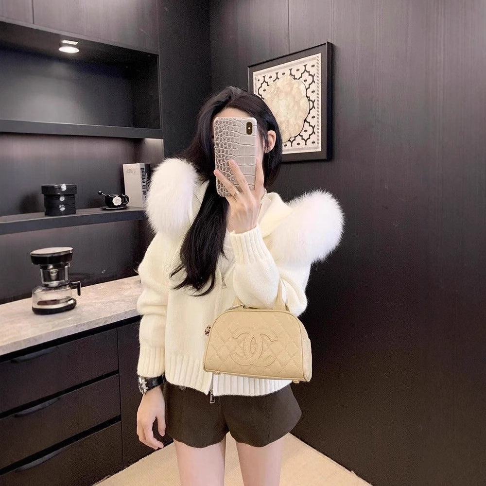 Fur Collar Flab Hiding Padded Top Outer Wear Autumn And Winter