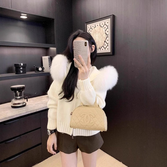 Fur Collar Flab Hiding Padded Top Outer Wear Autumn And Winter