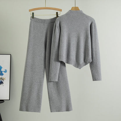 Women's Irregular High Waist Pants Knitted Two-piece