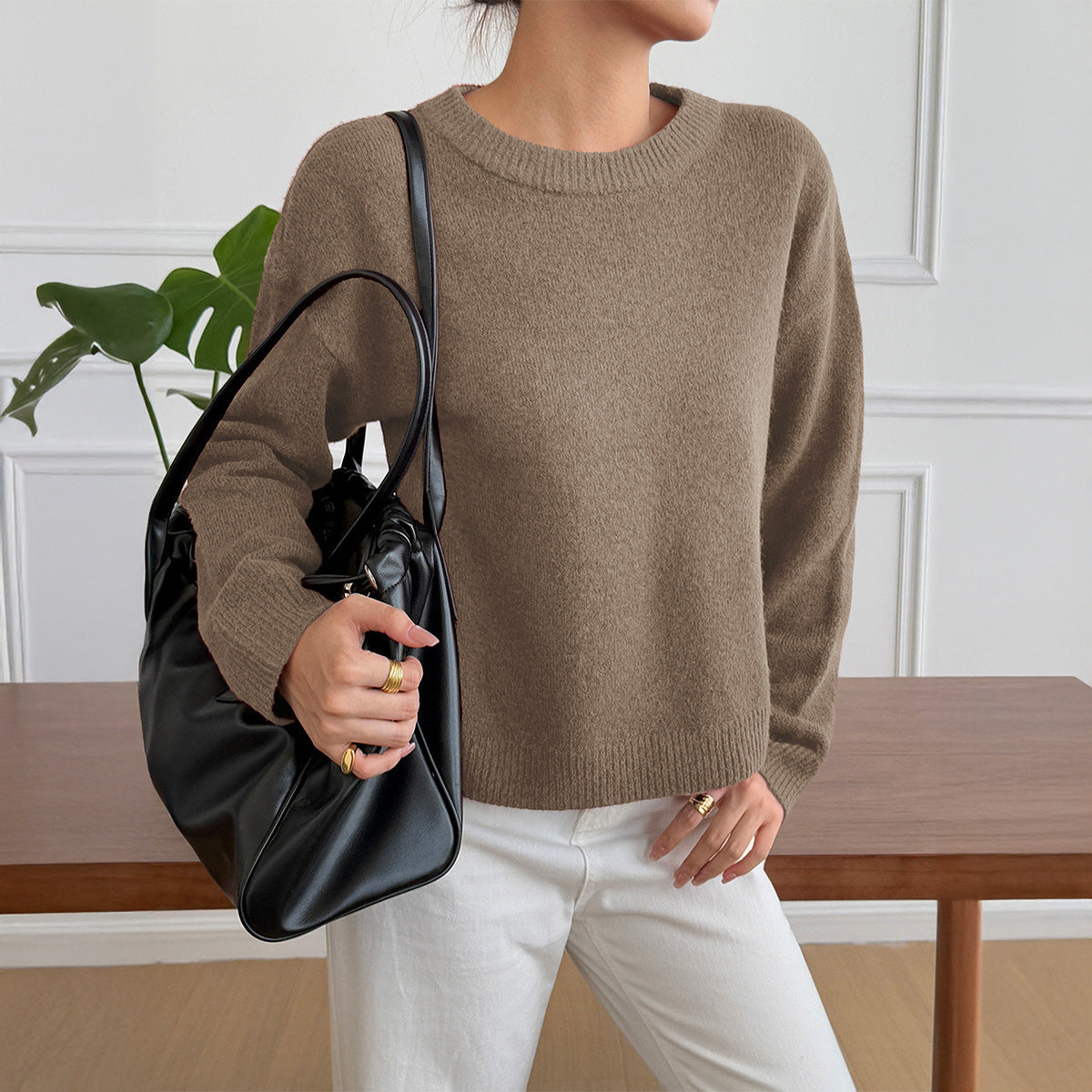 Vacation Solid Color Long Sleeve Wool Sweaters Women's Clothing