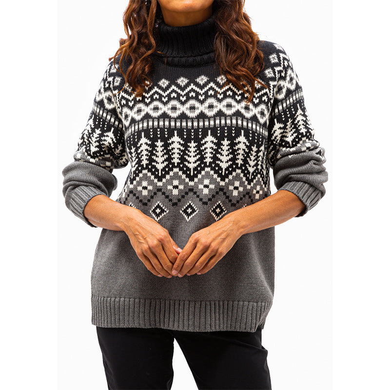 Women's Jacquard Turtleneck Fall And Winter Inner Wear Sweater