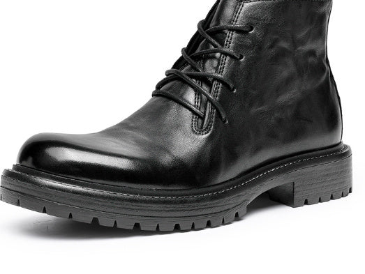 First Layer Cowhide Men's High-top Martin Boots British Formal Wear