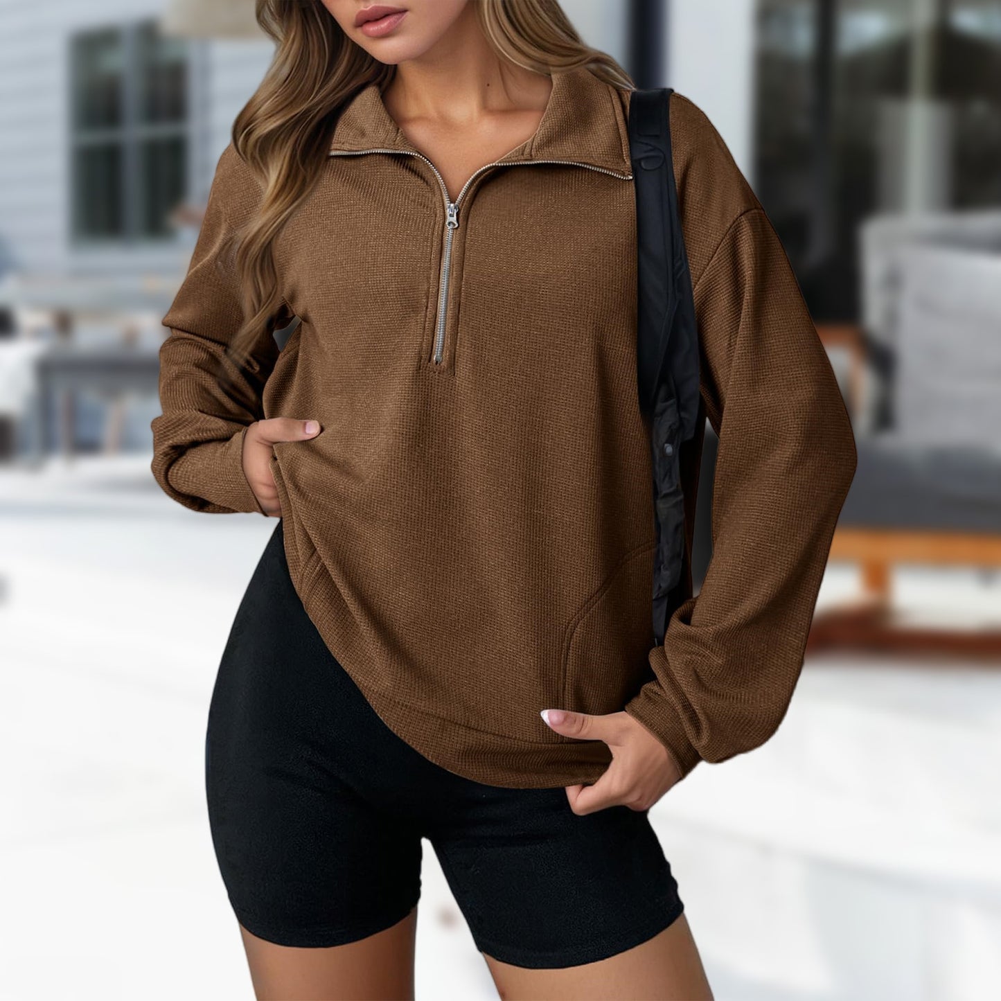 Lapel Sweater Fashion Loose Zip Women's Clothing