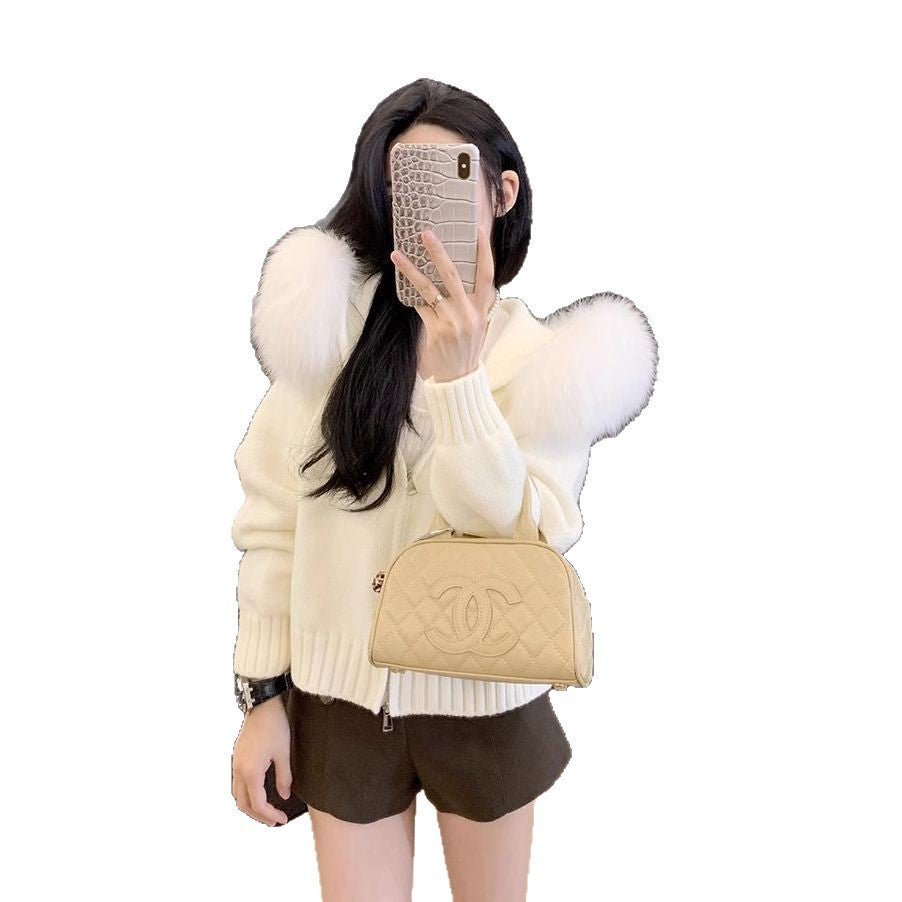Fur Collar Flab Hiding Padded Top Outer Wear Autumn And Winter