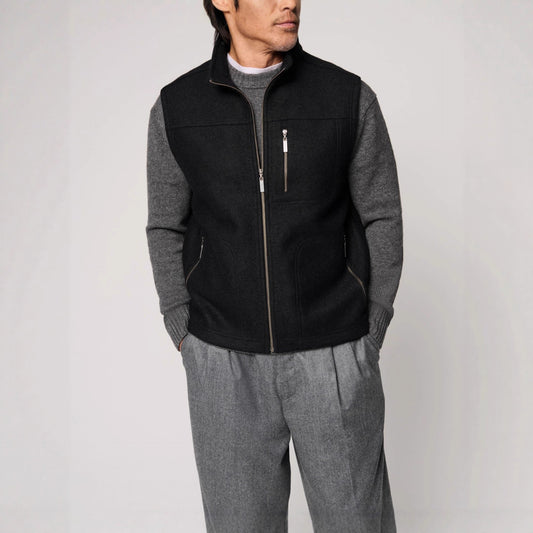 Men's Fine Autumn And Winter Blended Thermal Zipper Vest