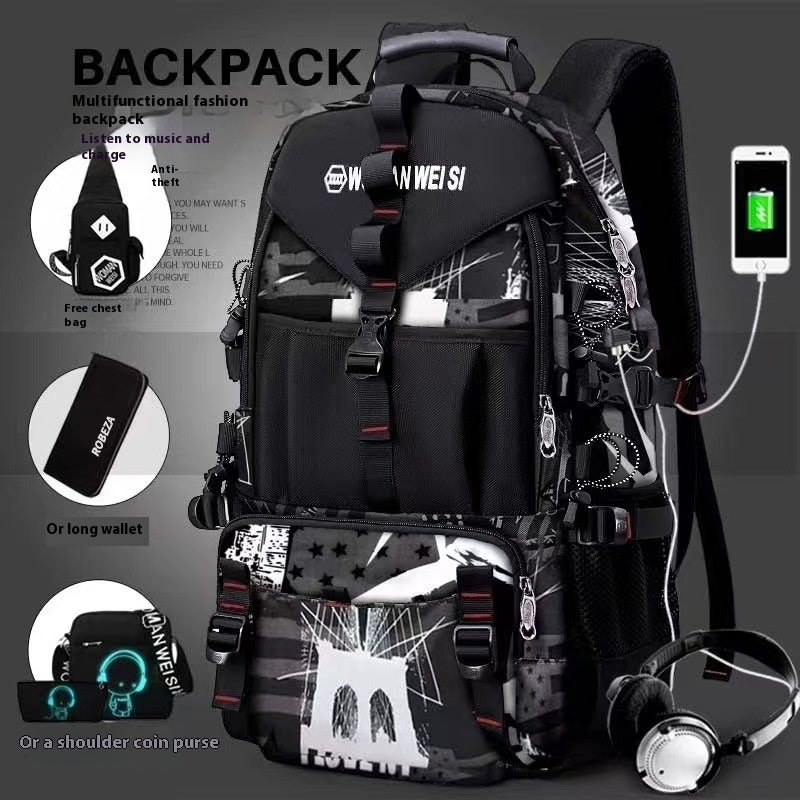 Men's Waterproof Oxford Cloth Backpack Hiking Backpack