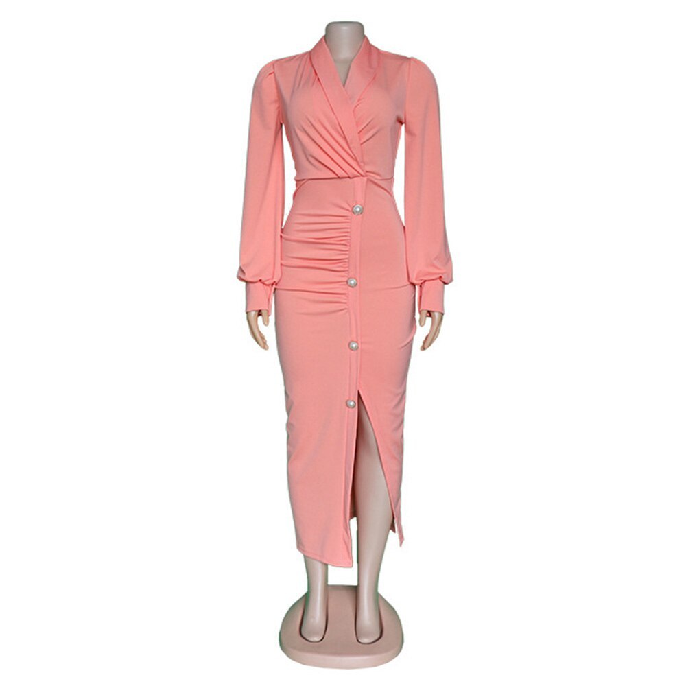 African Cute Woman   Long-sleeved Dress Office Dresses