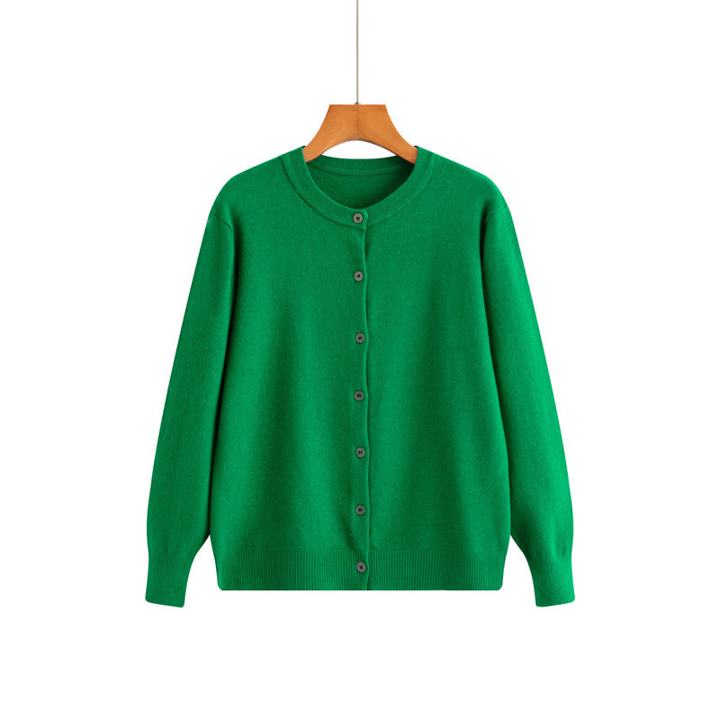 New Thin Round Neck Sweater Coat Short Outer Tops