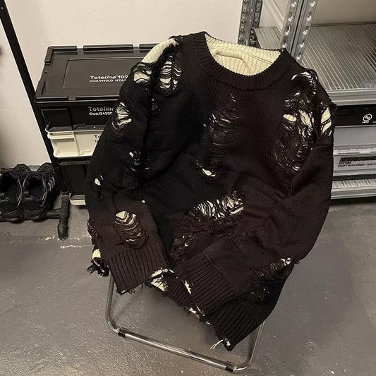 Ripped Sweater Men's Minority All-match Idle Style