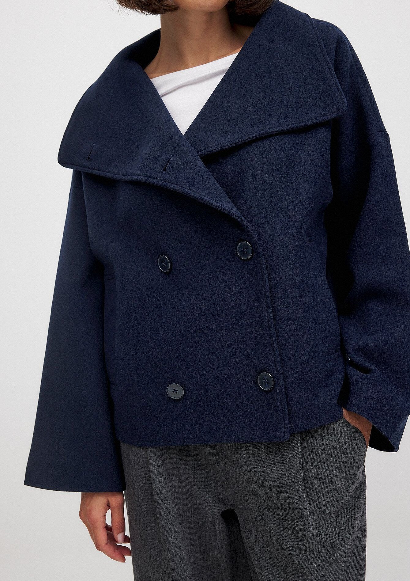 Commuter's All-matching Stand Collar Breasted Woolen Coat