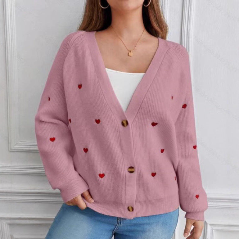 Women's Single-breasted V-neck Sweater Cardigan