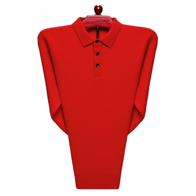 European And American Thickened Solid Color Polo Collar Knitwear Sweater