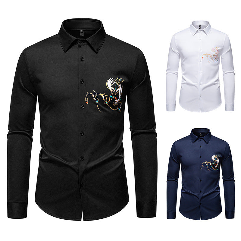 New Men's Long-sleeved Premium Printed Casual Shirt