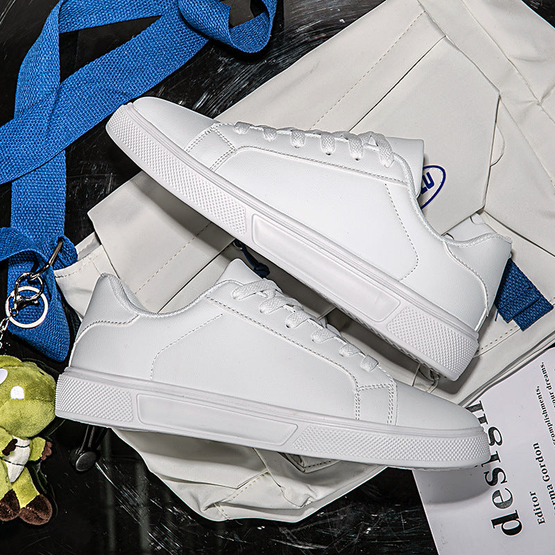 Flat Bottom Comfort Board Korean Leather Casual Sneakers