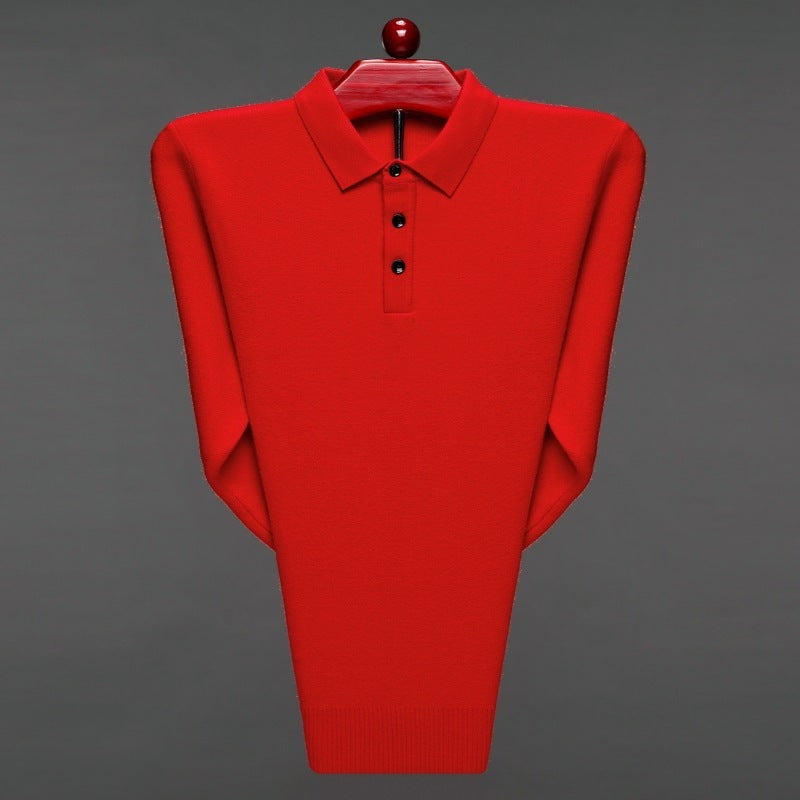 European And American Thickened Solid Color Polo Collar Knitwear Sweater