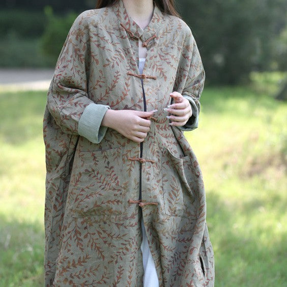 Ethnic Style Retro Cotton Linen Coat Women