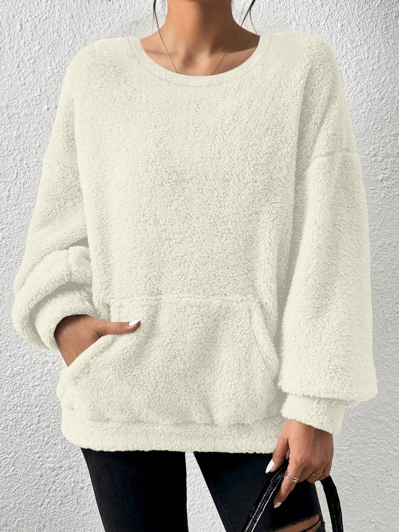 Fashion Solid Color Round Neck Long Sleeve