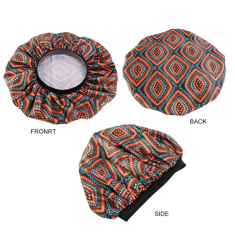 Extra Large Elastic Band Women Head Wrap Satin Bonnet Sleep Cap African Pattern Print Bonnet Ladies Night Cap Turban Chemo Hat