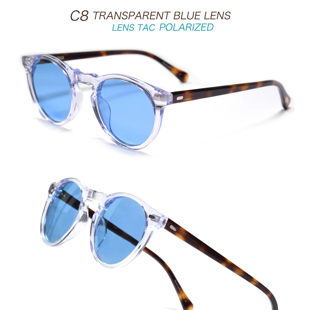 Gregory Peck OV5186 Vintage Round Men Sunglasses Frame Transparent Trendy Cicle Sunglasses for Women Polarized Round Sunglasses
