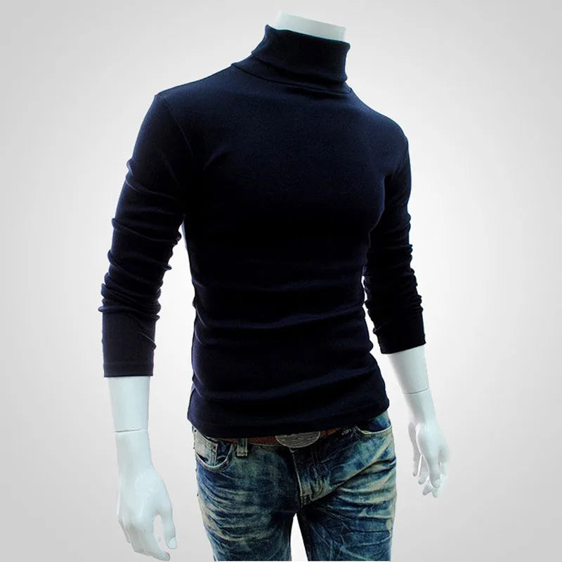 Autumn Winter Men's Sweater Mens Turtleneck Solid Color Pullovers Men Clothing Slim Fit Male Knitted Sweaters pull homme MY277