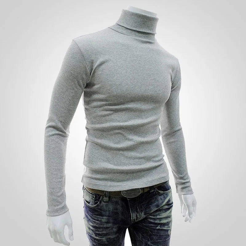 Autumn Winter Men's Sweater Mens Turtleneck Solid Color Pullovers Men Clothing Slim Fit Male Knitted Sweaters pull homme MY277